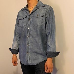 Denim blue button down shirt